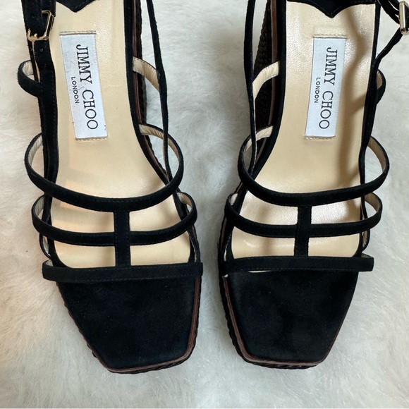 Jimmy Choo Ariela 110 Suede Caged Roped Wedge Sandals 39.5 - Picture 5 of 10